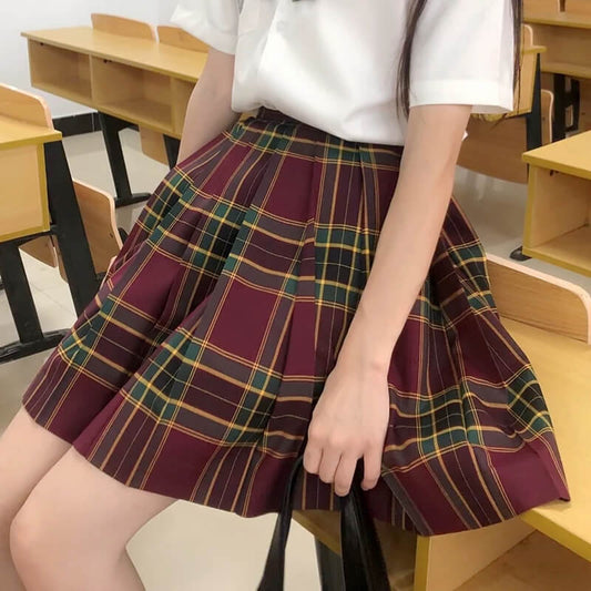 Striped Plaid Pleated Skirt SE21797