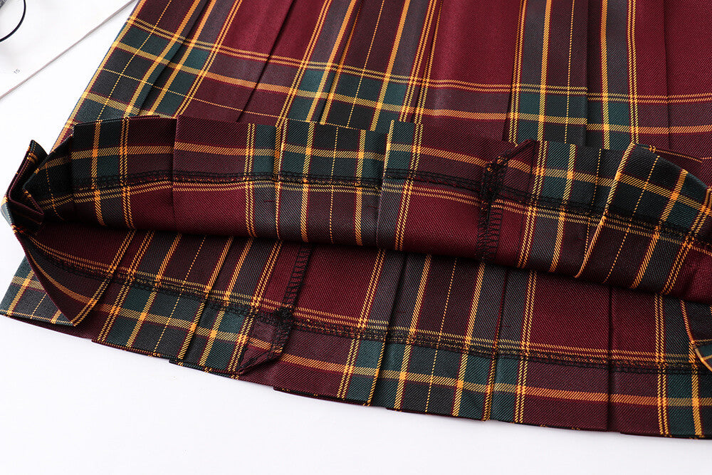 Striped Plaid Pleated Skirt SE21797