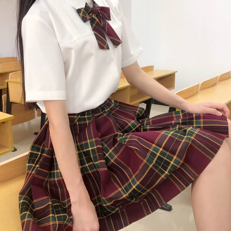 Striped Plaid Pleated Skirt SE21797