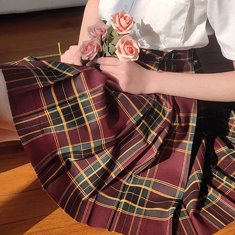 Striped Plaid Pleated Skirt SE21797