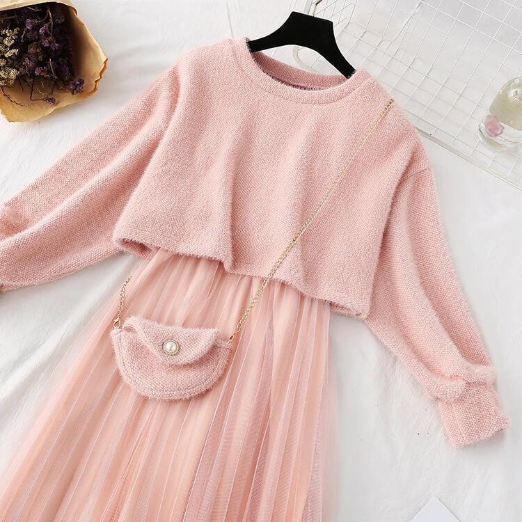 Sweater Strap Dress Set SE21818