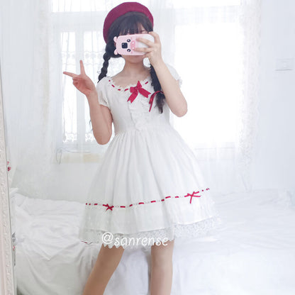 Sweet Lace Bow White Dress SE20993