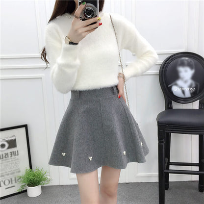Sweet Mohair Sweater Woolen Skirt Set SE9627