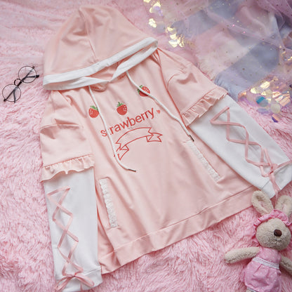 Sweet Strawberry Embroidery Hoodie SE20279