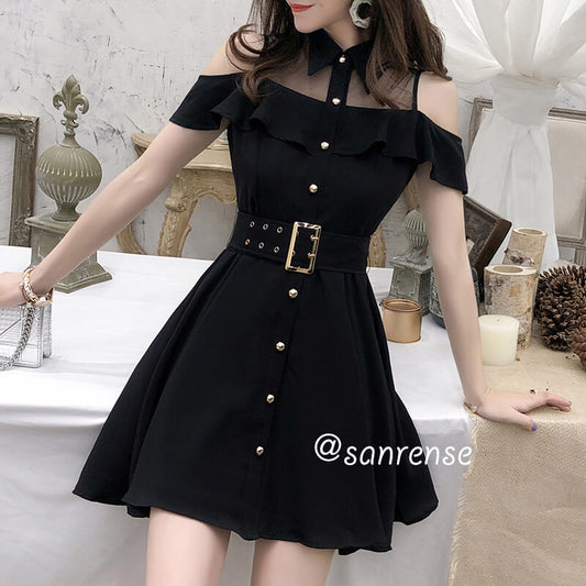 Sweet Turn-down Collar Chic Dresses SE20924