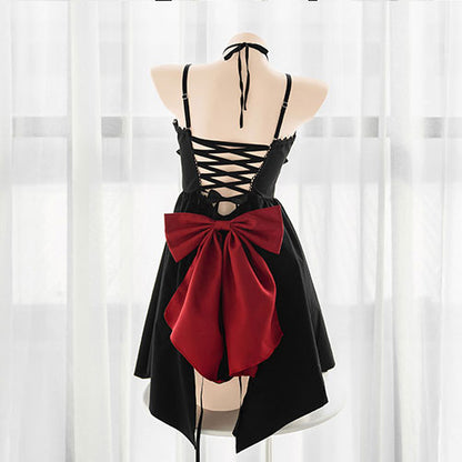 Sweetheart Hollow Out Sexy Irregular Bow Dress SE22592
