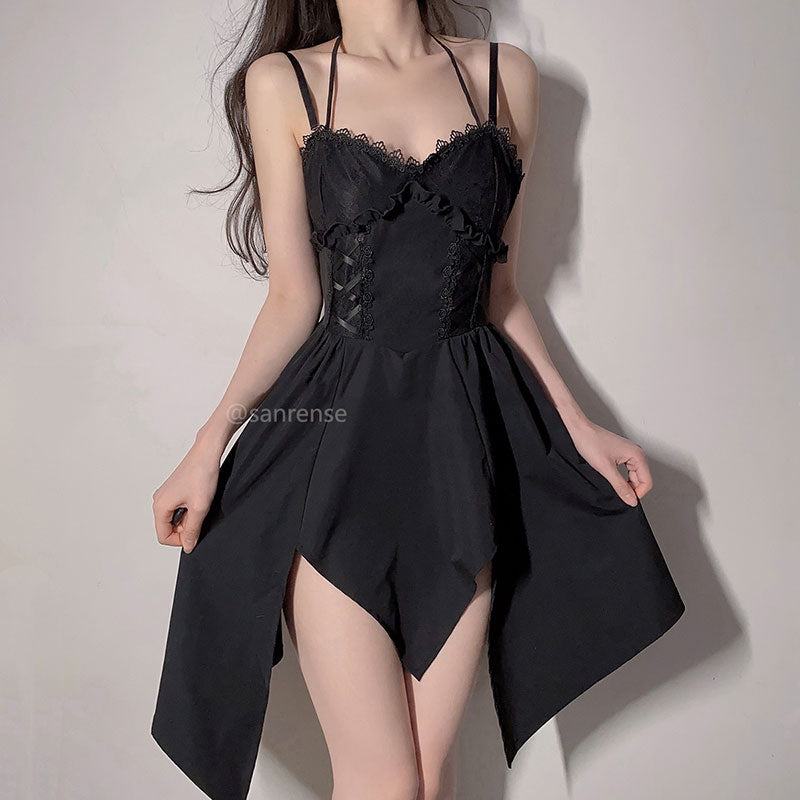 Sweetheart Hollow Out Sexy Irregular Bow Dress SE22592