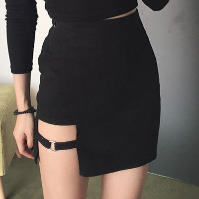 Black,punk skirt,bind,leg ring,harajuku fashion,