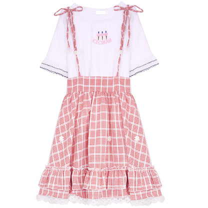 Sweet Grid Straps Skirt SE11119