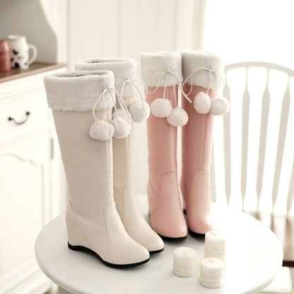 Pink/white Sweet Bow Heels Boots SE10741