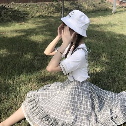 Sweet Grid Straps Skirt SE11119