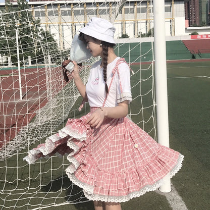 Sweet Grid Straps Skirt SE11119