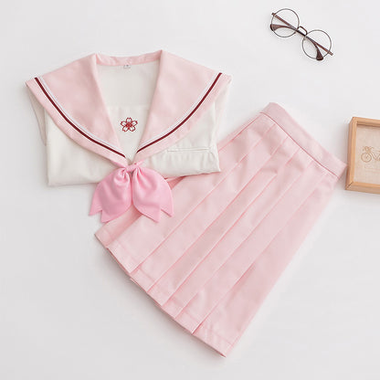 Pink JK Uniform Students Skirts Set SE11254