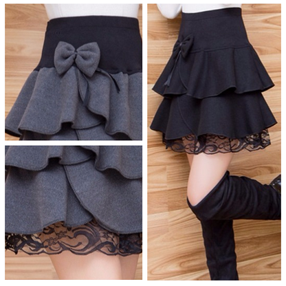 Gray/Black Bowknot Skirt SE9611