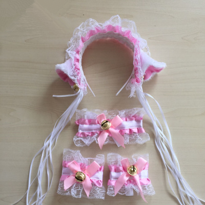Cute kawaii  lace cat ear hair band three-piece SE9402
