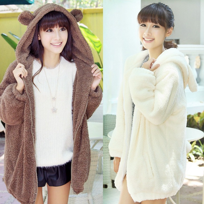 Cute Cartoon Hooded Plush Coat SE5257