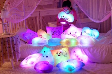 Cute colorful star luminous hold pillow