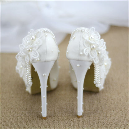 White Flower High Heels SE22516