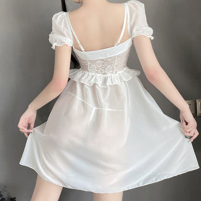 White Flower Pajama Dress SE22380