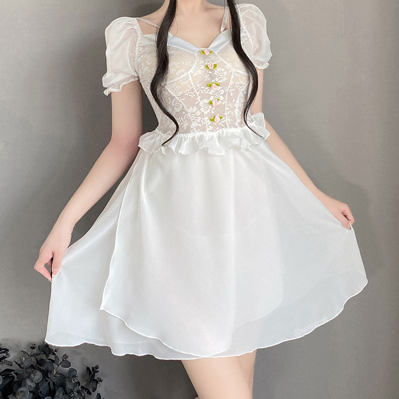 White Flower Pajama Dress SE22380