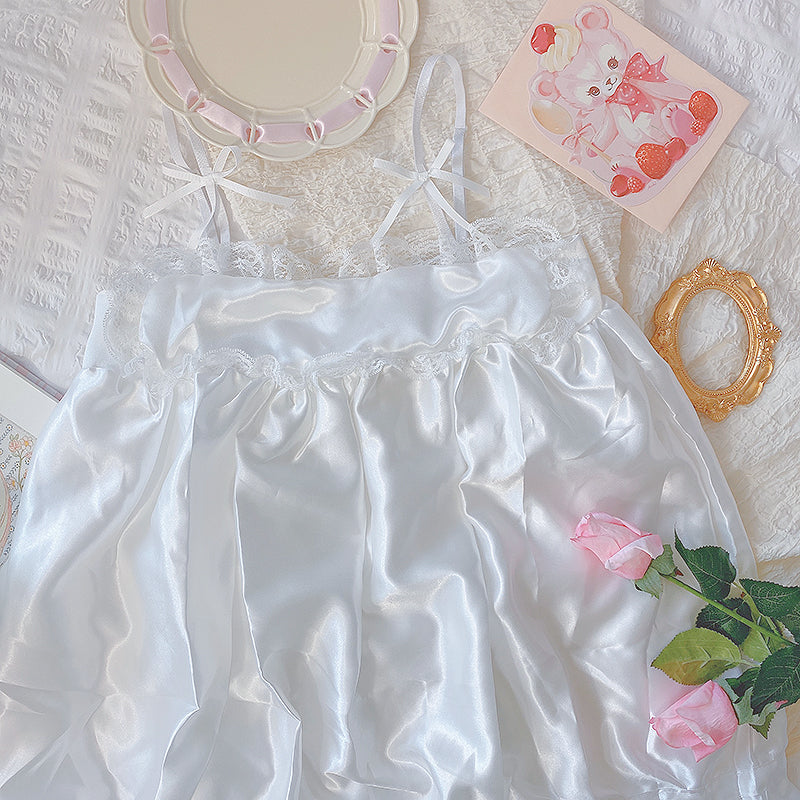 White Lace Dress Pajama Set SE22611