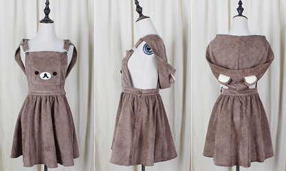 Cute cartoon bear hooded braces skirt