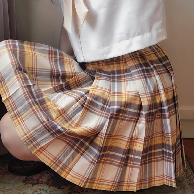Yellow JK Pleated Skirt SE20485