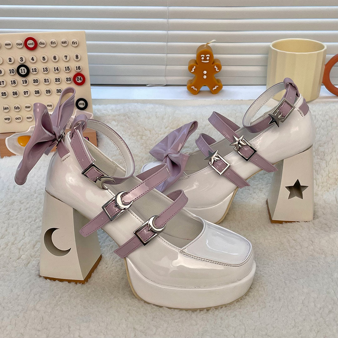 Bow Star Moon Heels Shoes SE22643