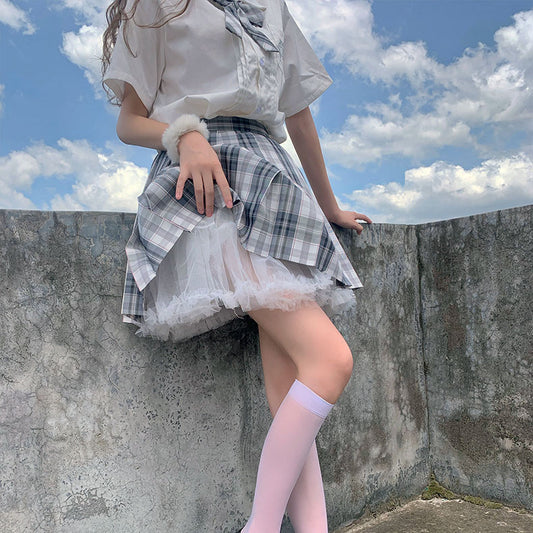 JK Plaid Pleated Skirt SE22551