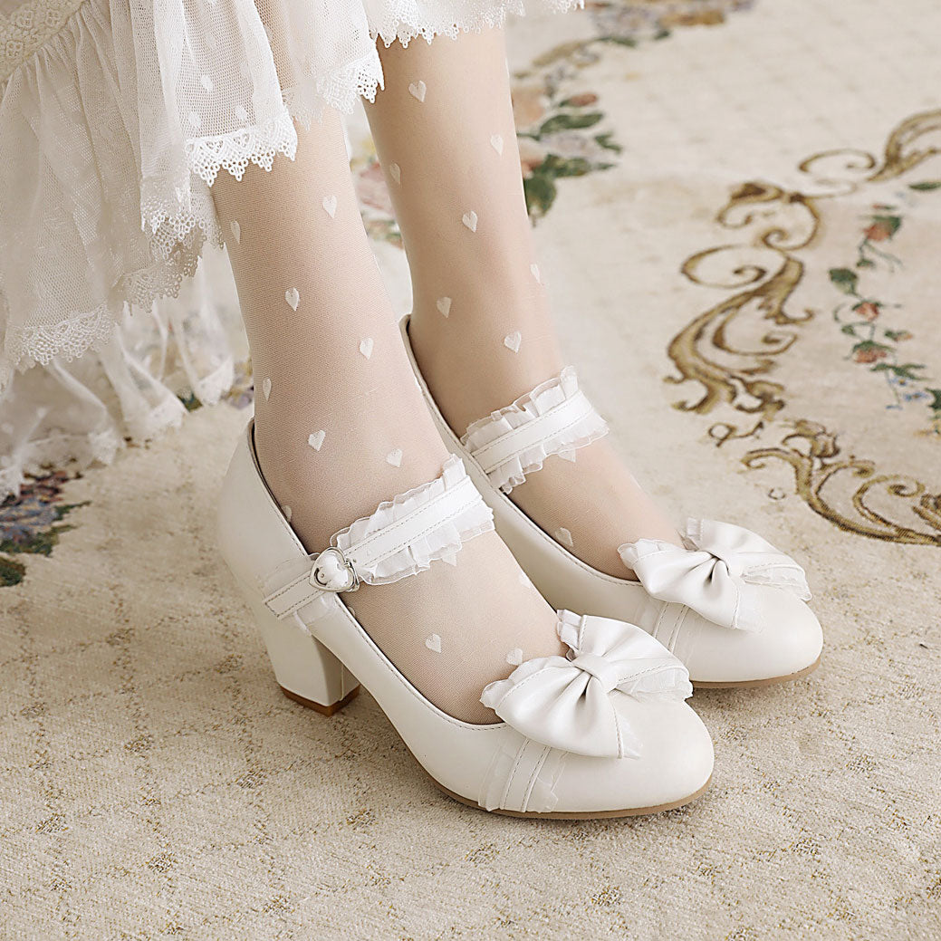 Lolita Lace Bow Heels Shoes SE23032