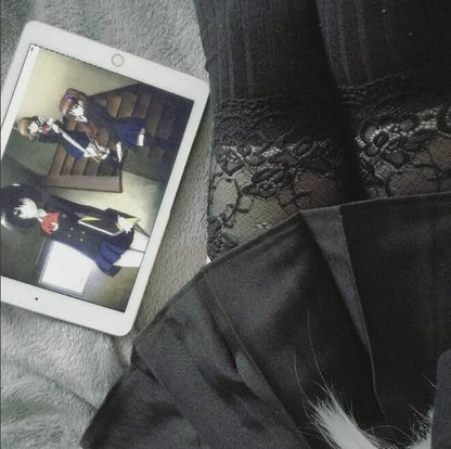 Cute students lace stockings SE930