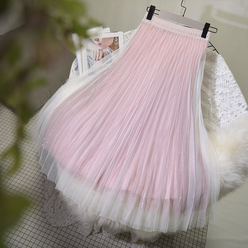 Japanese Sequin Mesh Pleated Skirt SE20369 – SANRENSE