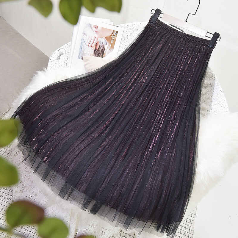 Japanese Sequin Mesh Pleated Skirt SE20369